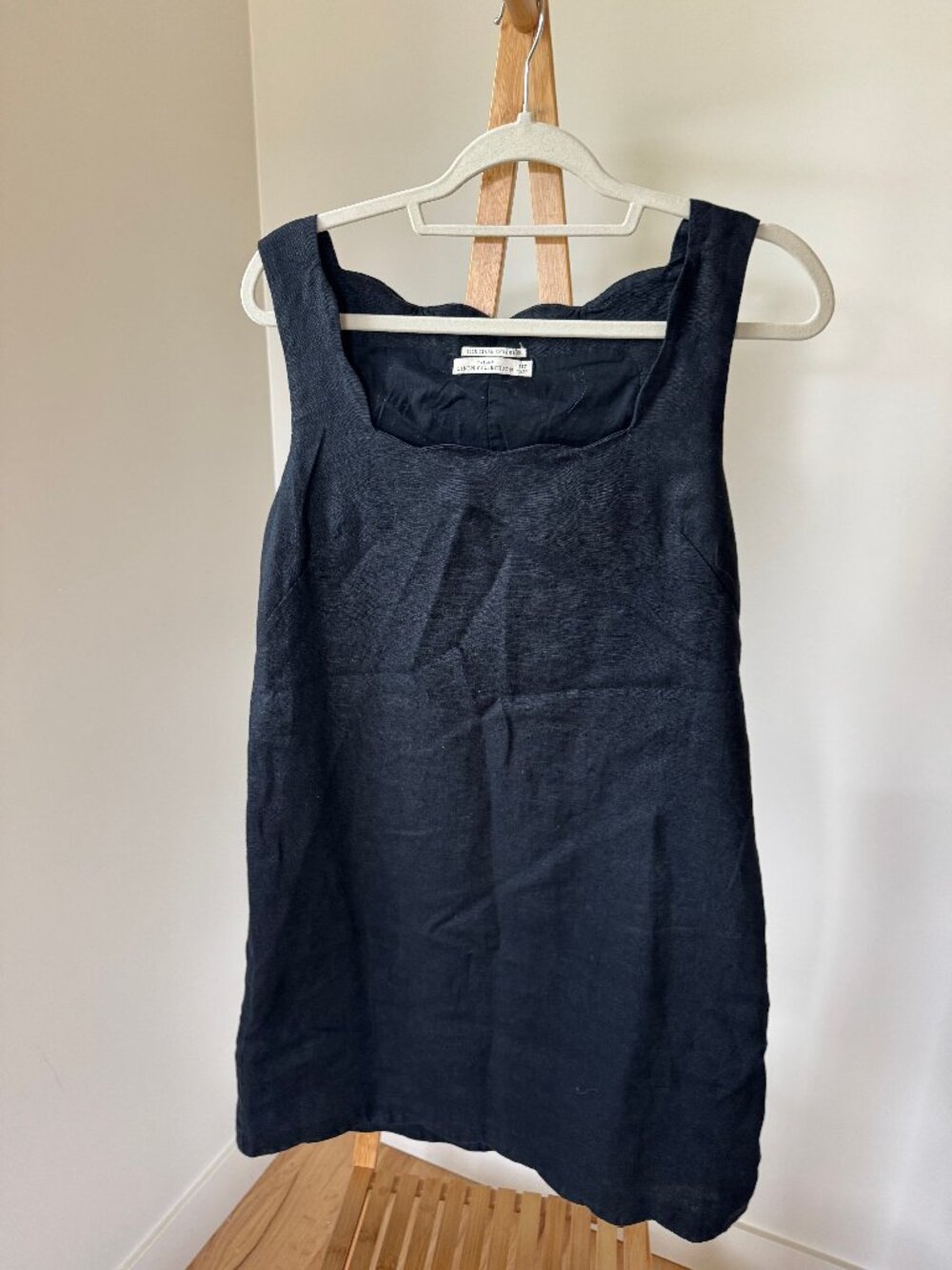 Abercrombie & Fitch black square neck mini dress 100% linen MT